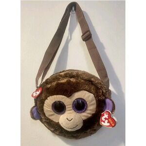 Beanie Boos Coconut Monkey TY Plush‎ Kids Shoulder Bag Purse Brown Purple 8"